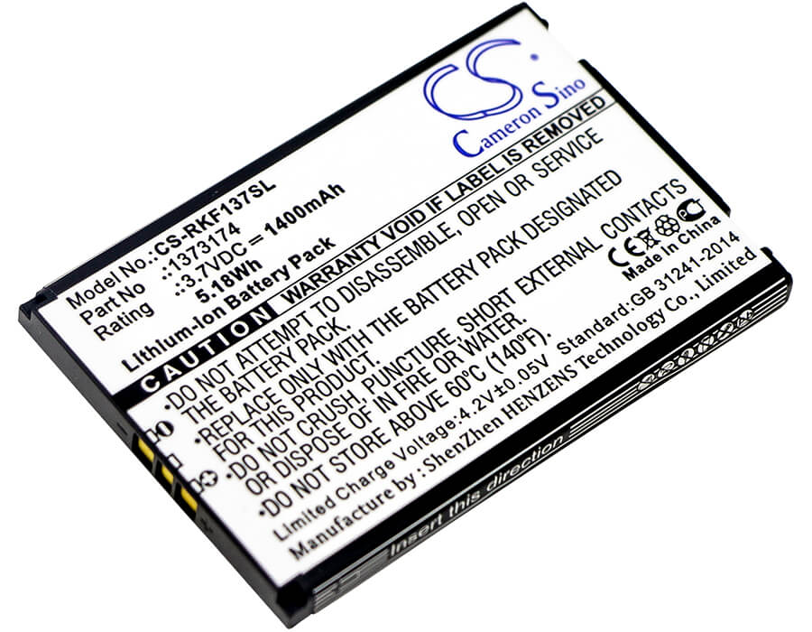 3.7V, 1400mAh, Li-ion Battery fits Renkforce, 1373174, 5.18Wh