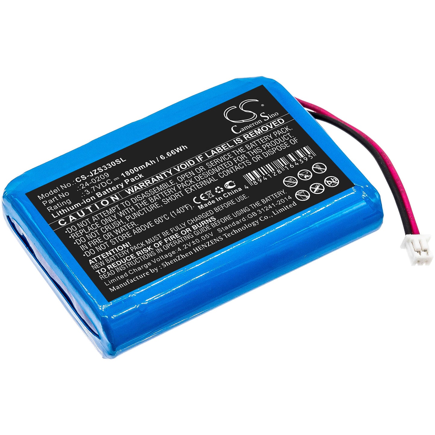 3.7V, 1800mAh, Li-ion Battery fits Jandy, Zodiac E33 Eos Wireless Remote, 6.66Wh