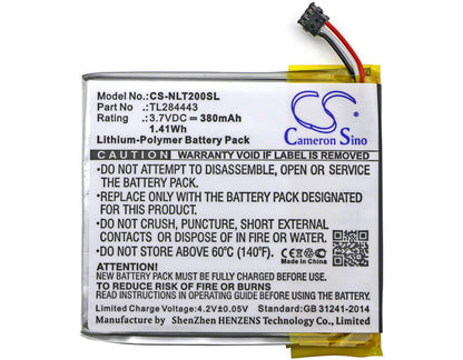 3.7V, 380mAh, Li-Polymer Battery fits Nest, A0013, Learning Thermostat 2nd Genera, 1.406Wh