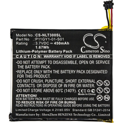 3.7V, 450mAh, Li-Polymer Battery fits Nest, Learning Thermostat T200377, Learning Thermostat T200477, 1.665Wh