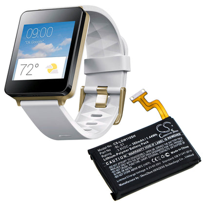 3.8V, 380mAh, Li-Polymer Battery fits Lg, G Watch W100, 1.444Wh