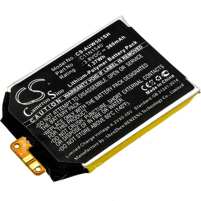 3.8V, 360mAh, Li-Polymer Battery fits Asus, Wi501q, Wi501qf, 1.368Wh