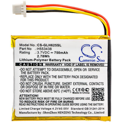 3.7V, 750mAh, Li-Polymer Battery fits Globalstar, Gh625xt, 2.775Wh