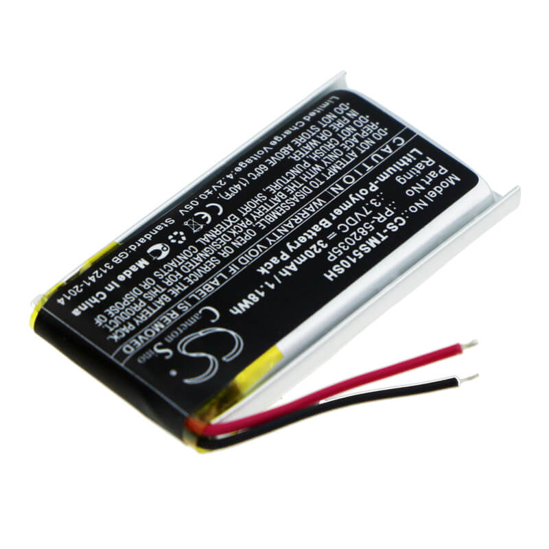 3.7V, 320mAh, Li-Polymer Battery fits Tomtom, Spark 510, 1.184Wh