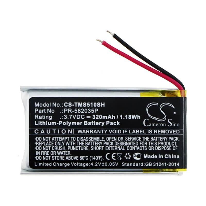 3.7V, 320mAh, Li-Polymer Battery fits Tomtom, Spark 510, 1.184Wh