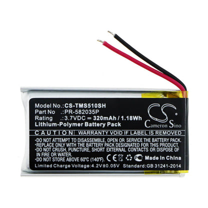 3.7V, 320mAh, Li-Polymer Battery fits Tomtom, Spark 510, 1.184Wh