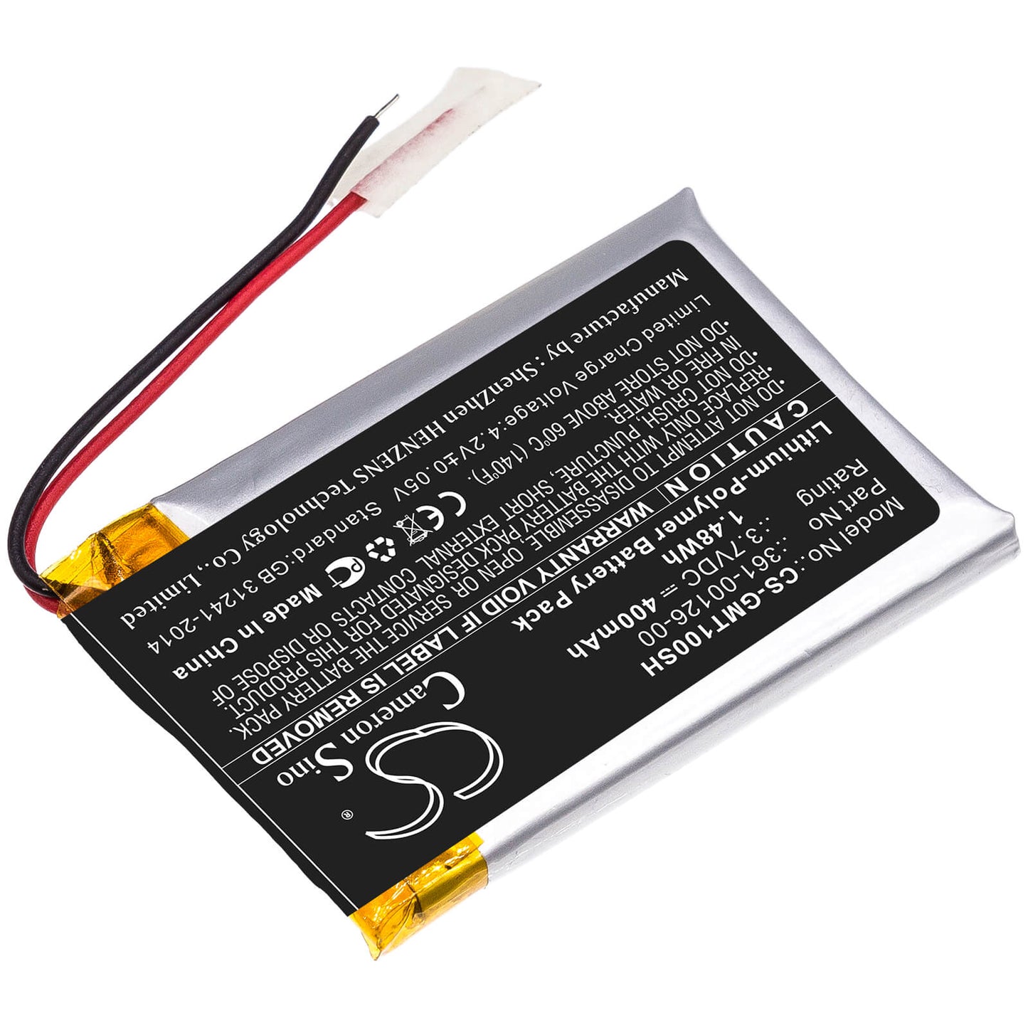 3.7V, 400mAh, Li-Polymer Battery fits Garmin, 010-02357-00, Fenix 6x, 1.48Wh
