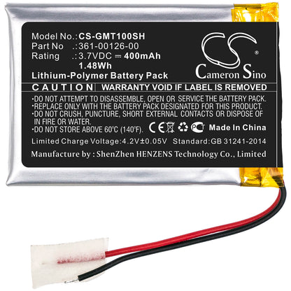 3.7V, 400mAh, Li-Polymer Battery fits Garmin, 010-02357-00, Fenix 6x, 1.48Wh