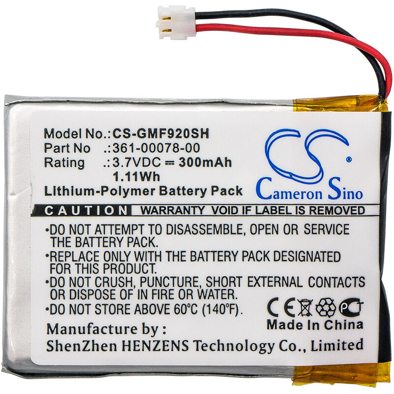 3.7V, 300mAh, Li-Polymer Battery fits Garmin, Forerunner 920xt, 1.11Wh