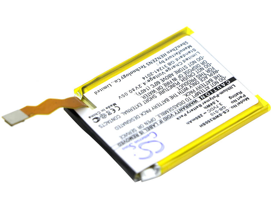 3.7V, 280mAh, Li-Polymer Battery fits Sony, Smartwatch 3, Swr50, 1.036Wh