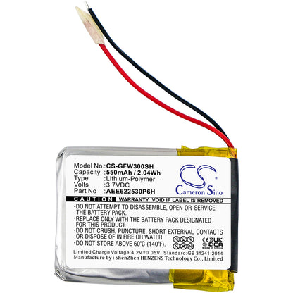 3.7V, 550mAh, Li-Polymer Battery fits Golf Buddy, Wt3 Gps Watch, 2.035Wh