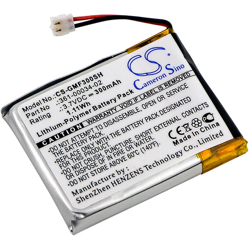 3.7V, 300mAh, Li-Polymer Battery fits Garmin, Fenix 3, Fenix 3 Hr, 1.11Wh