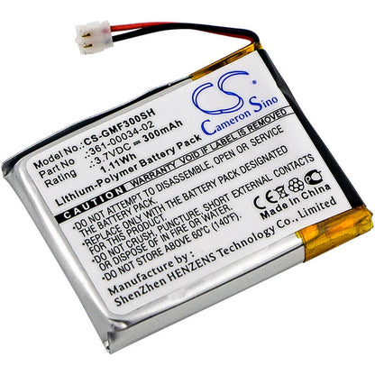 3.7V, 300mAh, Li-Polymer Battery fits Garmin, Fenix 3, Fenix 3 Hr, 1.11Wh