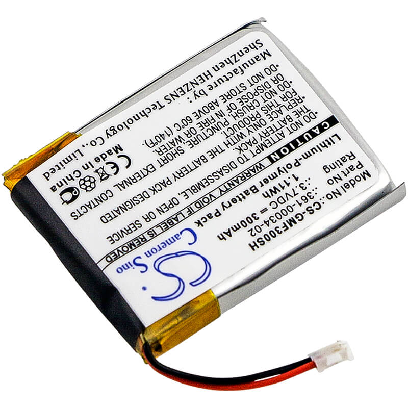 3.7V, 300mAh, Li-Polymer Battery fits Garmin, Fenix 3, Fenix 3 Hr, 1.11Wh