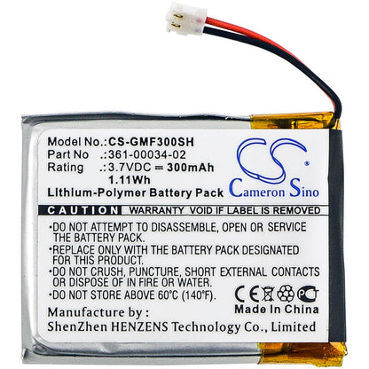 3.7V, 300mAh, Li-Polymer Battery fits Garmin, Fenix 3, Fenix 3 Hr, 1.11Wh