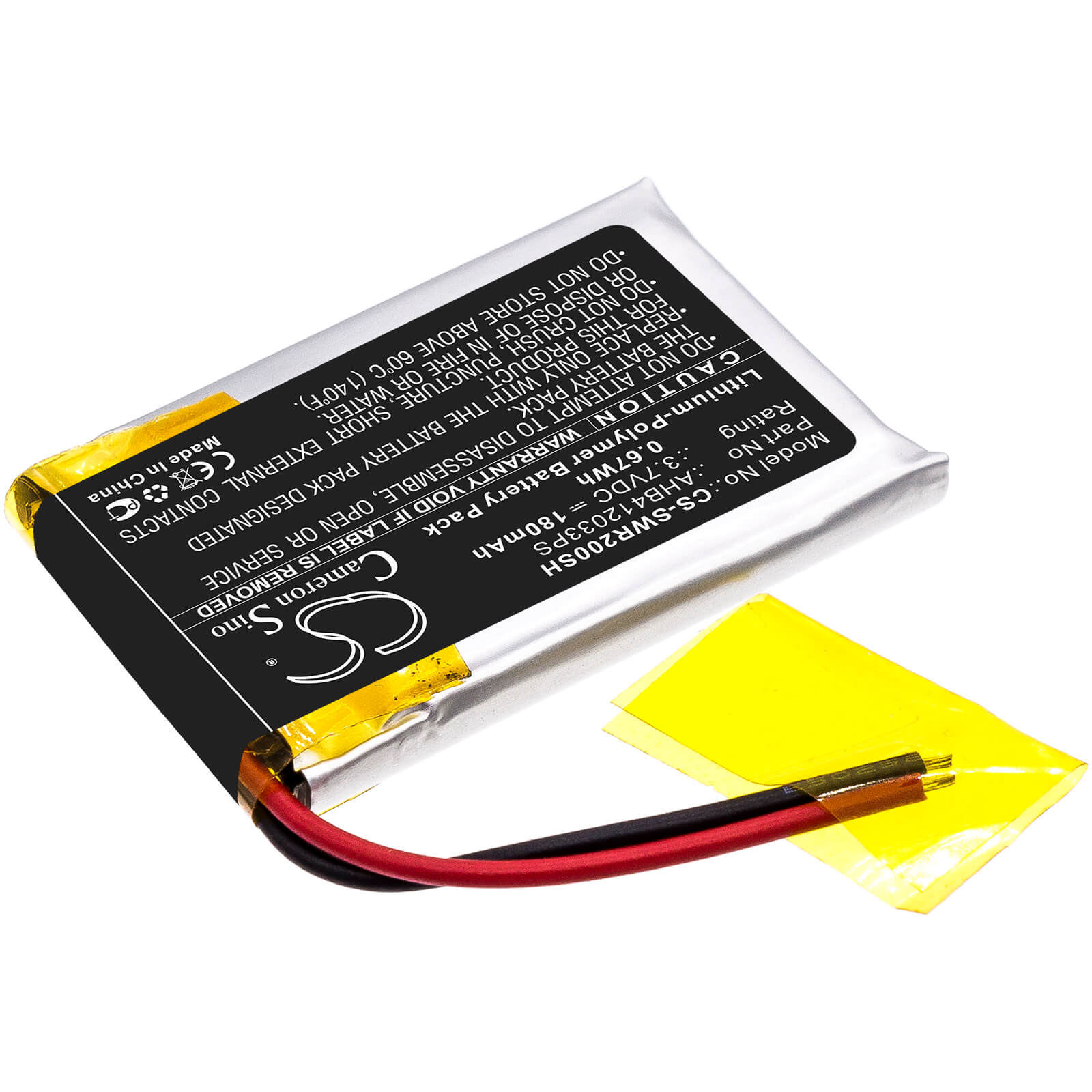 3.7V, 180mAh, Li-Polymer Battery fits Sony, Smartwatch 2, Sw2, 0.666Wh