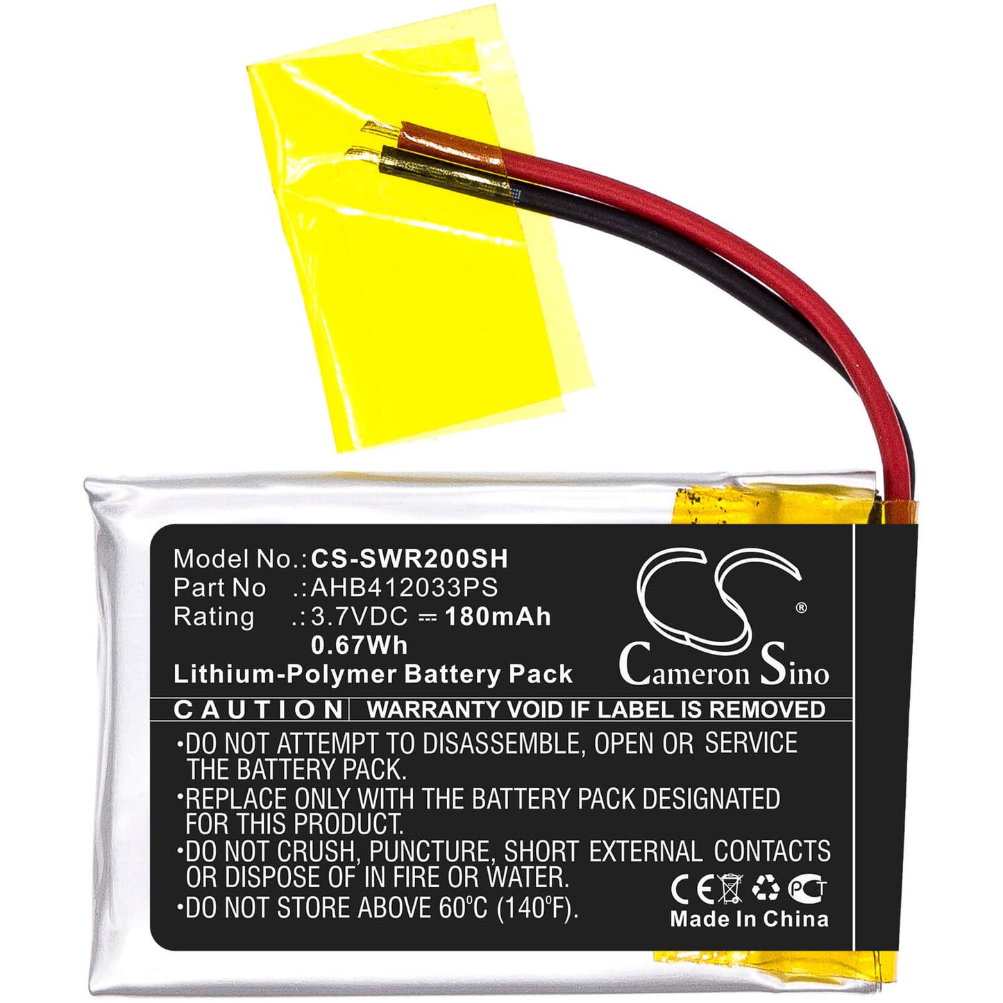3.7V, 180mAh, Li-Polymer Battery fits Sony, Smartwatch 2, Sw2, 0.666Wh