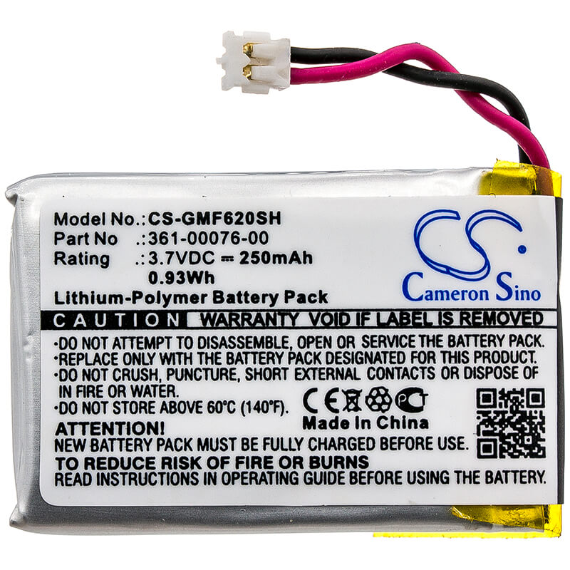 3.7V, 250mAh, Li-Polymer Battery fits Garmin, Forerunner 620, 0.925Wh
