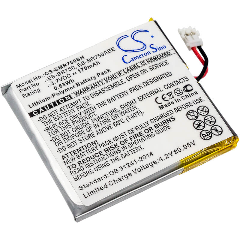 3.7V, 170mAh, Li-Polymer Battery fits Samsung, Galaxy Gear S R750, Gear S, 0.629Wh