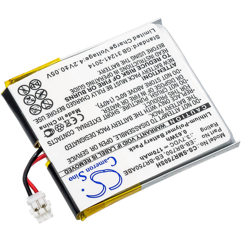 3.7V, 170mAh, Li-Polymer Battery fits Samsung, Galaxy Gear S R750, Gear S, 0.629Wh