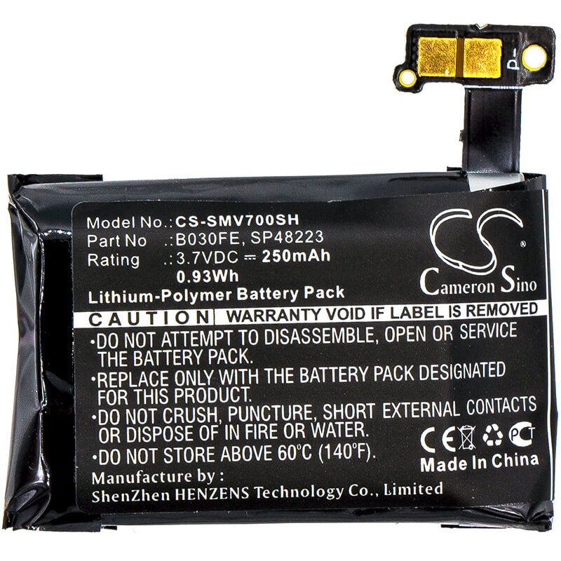 3.7V, 250mAh, Li-Polymer Battery fits Samsung, Gear 1, Sm-v700, 0.925Wh