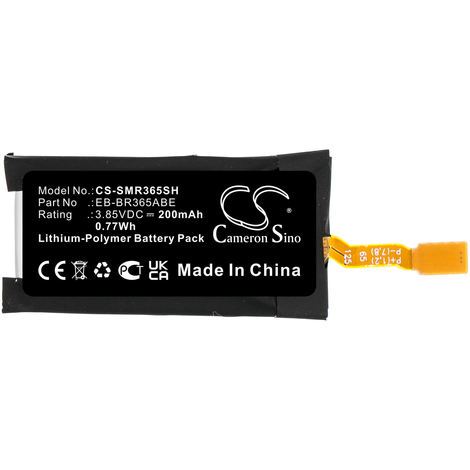 3.85V, 200mAh, Li-Polymer Battery fits Samsung, Gear Fit 2 Pro, Sm-r365, 0.77Wh