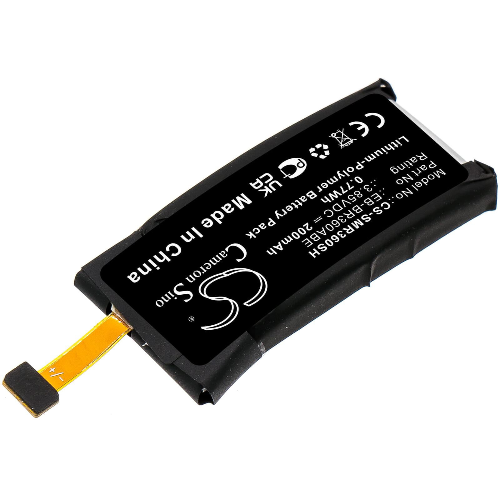 3.85V, 200mAh, Li-Polymer Battery fits Samsung, Gear Fit 2, Sm-r360, 0.77Wh