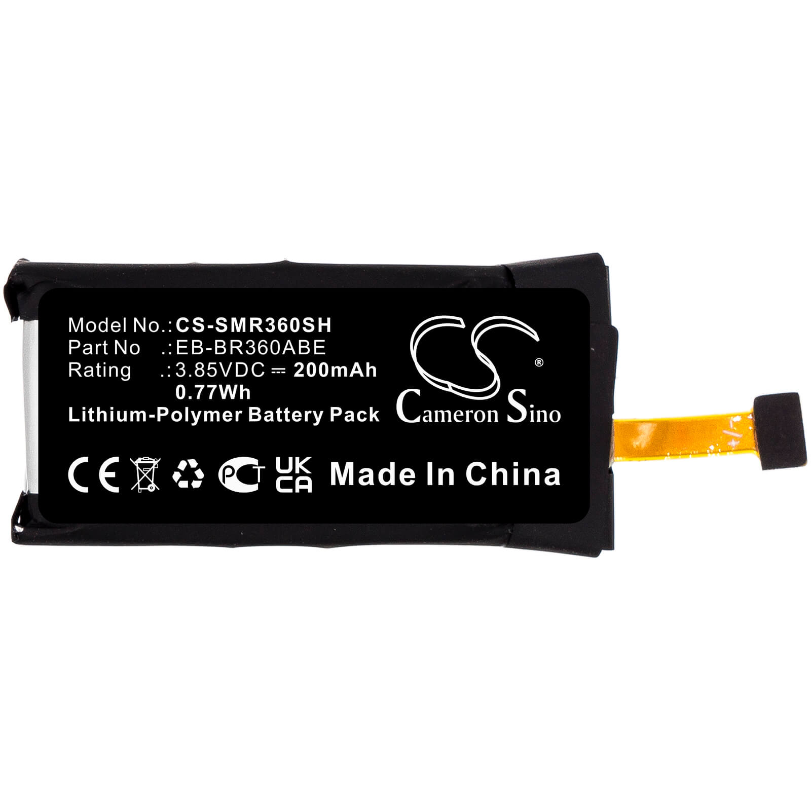 3.85V, 200mAh, Li-Polymer Battery fits Samsung, Gear Fit 2, Sm-r360, 0.77Wh