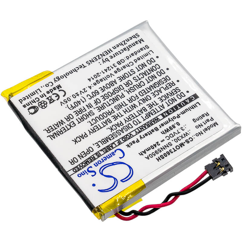 3.7V, 240mAh, Li-Polymer Battery fits Motorola, Moto 360, 0.888Wh