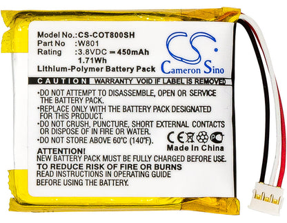 3.8V, 450mAh, Li-Polymer Battery fits Codio, K8, T8, 1.71Wh