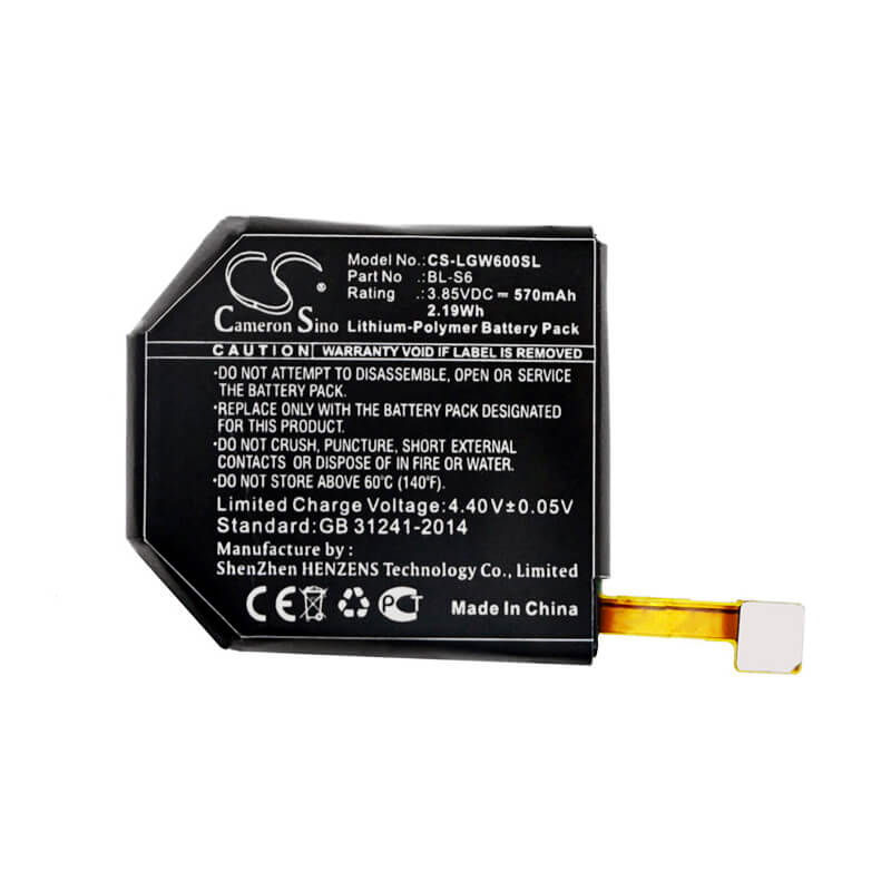 3.85V, 570mAh, Li-Polymer Battery fits Lg, Watch Urbane Edition Lte, 2.1945Wh