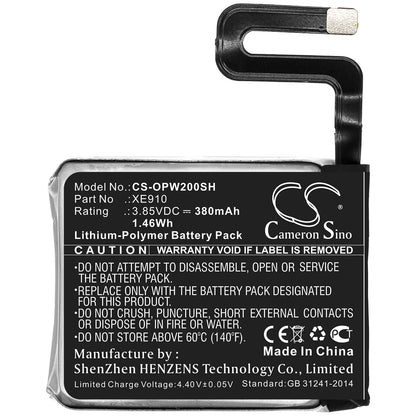 3.85V, 380mAh, Li-Polymer Battery fits Oppo, Watch 46mm, 1.463Wh