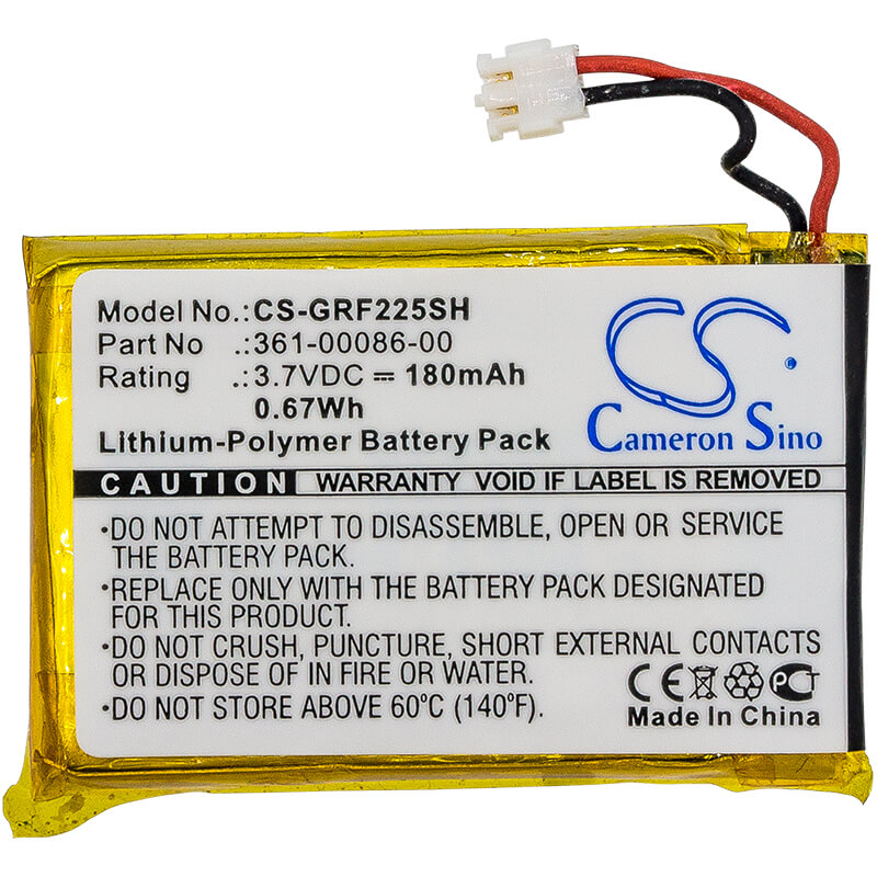 3.7V, 180mAh, Li-Polymer Battery fits Garmin, 010-01959-00, Approach G10, 0.666Wh