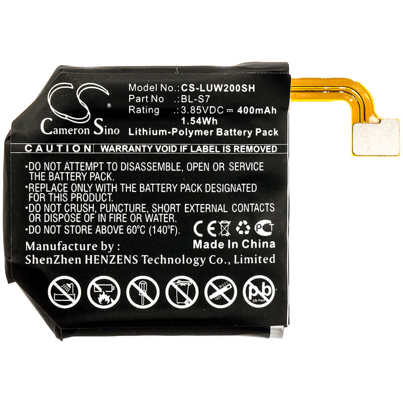 3.85V, 400mAh, Li-Polymer Battery fits Lg, W200, W280, 1.54Wh