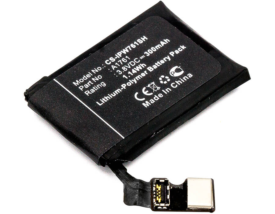 3.8V, 300mAh, Li-Polymer Battery fits Apple, Watch 2 42mm, Watch A1758, 1.14Wh