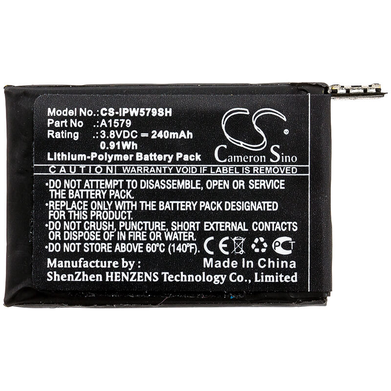 3.8V, 240mAh, Li-Polymer Battery fits Apple, Iwach 1 42mm, Watch 1st Gen 42mm, 0.912Wh