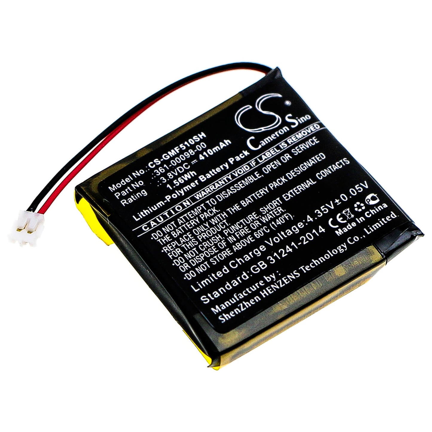 3.8V, 410mAh, Li-Polymer Battery fits Garmin, Fenix 5s Plus, Fenix 5x, 1.558Wh