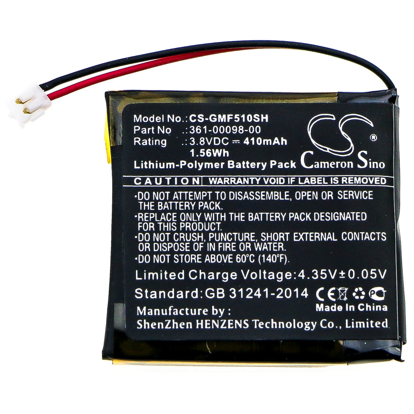 3.8V, 410mAh, Li-Polymer Battery fits Garmin, Fenix 5s Plus, Fenix 5x, 1.558Wh