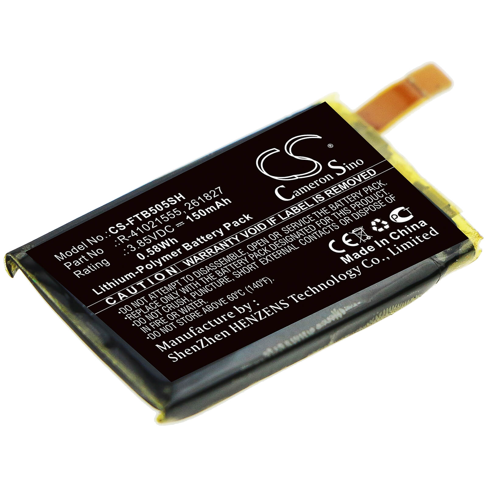 3.85V, 150mAh, Li-Polymer Battery fits Fitbit, Fb504, Fb505, 0.5775Wh