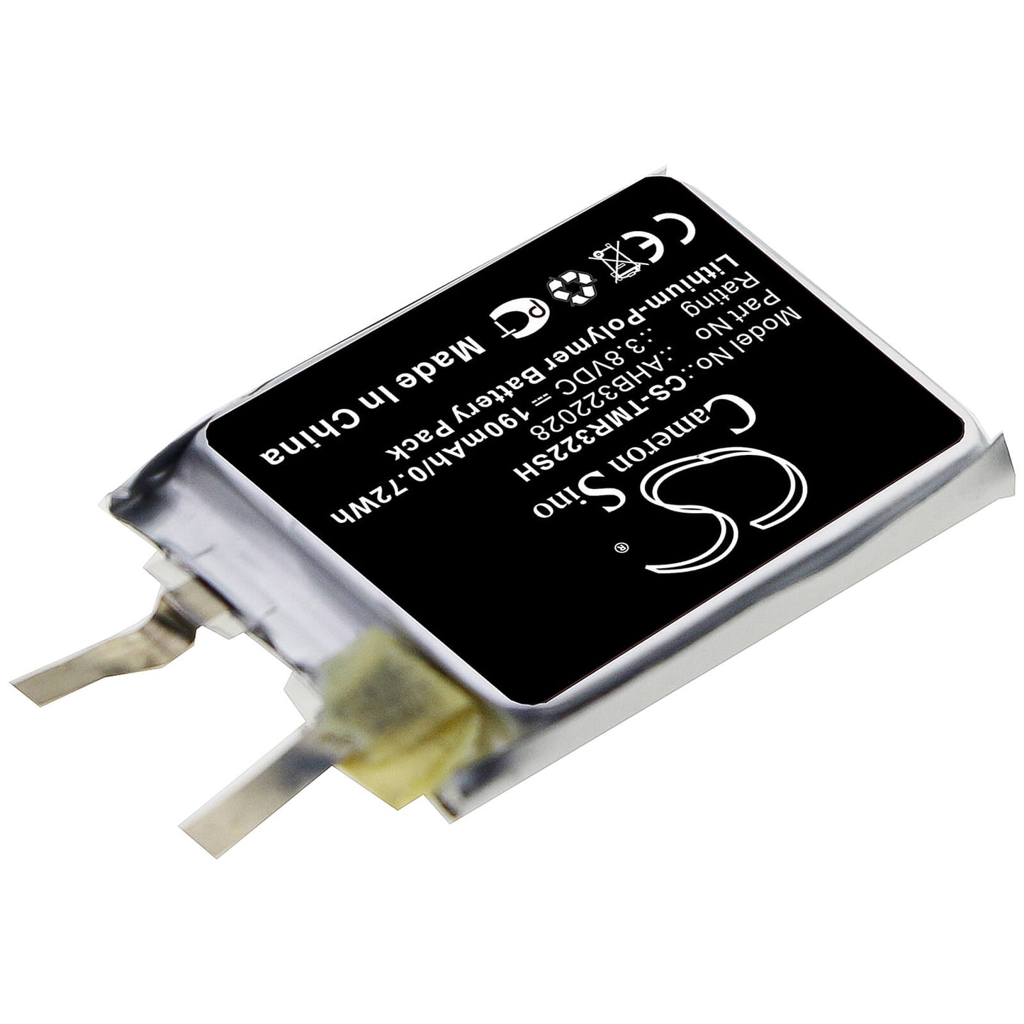 3.8V, 190mAh, Li-Polymer Battery fits Tomtom, Runner Cardio, 0.722Wh