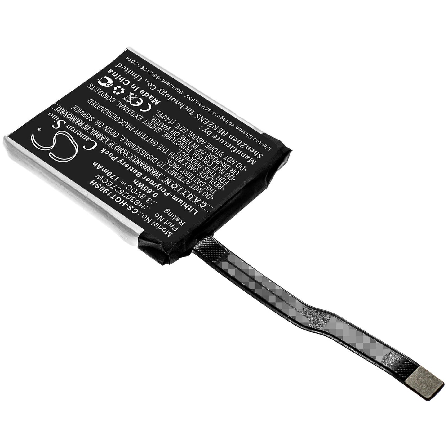 3.8V, 170mAh, Li-Polymer Battery fits Huawei, Magic Gt, Tls-b19, 0.646Wh