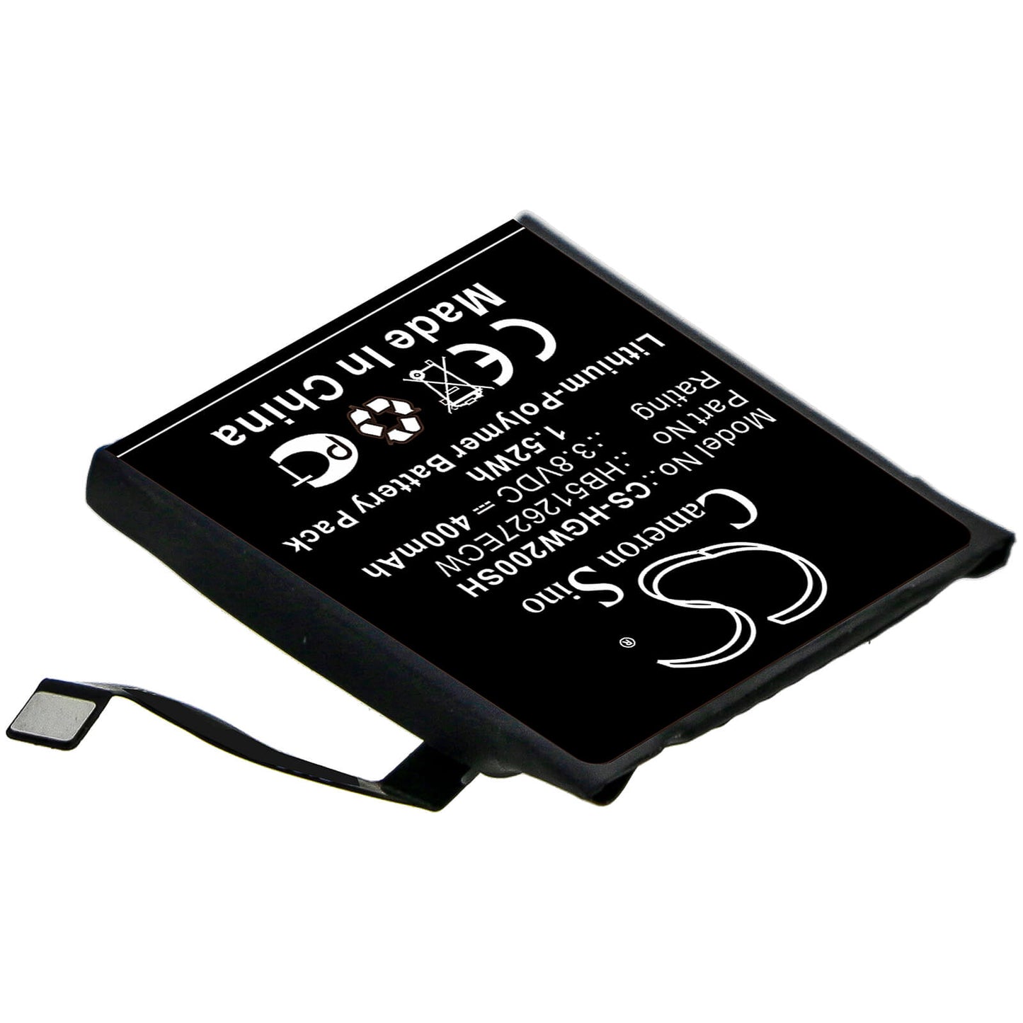 3.8V, 400mAh, Li-Polymer Battery fits Huawei, Watch 2 4g, Watch 2 Pro 4g, 1.52Wh