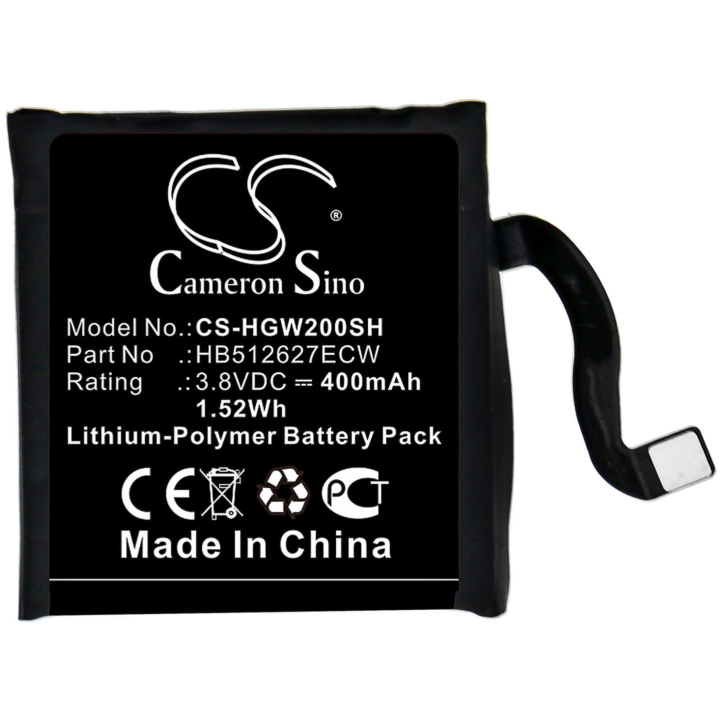 3.8V, 400mAh, Li-Polymer Battery fits Huawei, Watch 2 4g, Watch 2 Pro 4g, 1.52Wh