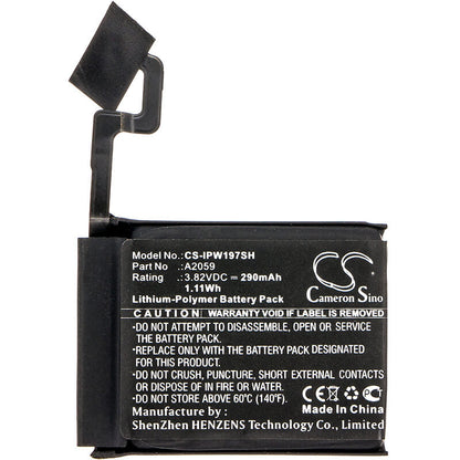 3.82V, 290mAh, Li-Polymer Battery fits Apple, A1976, Watch Series 4 44mm, 1.1078Wh