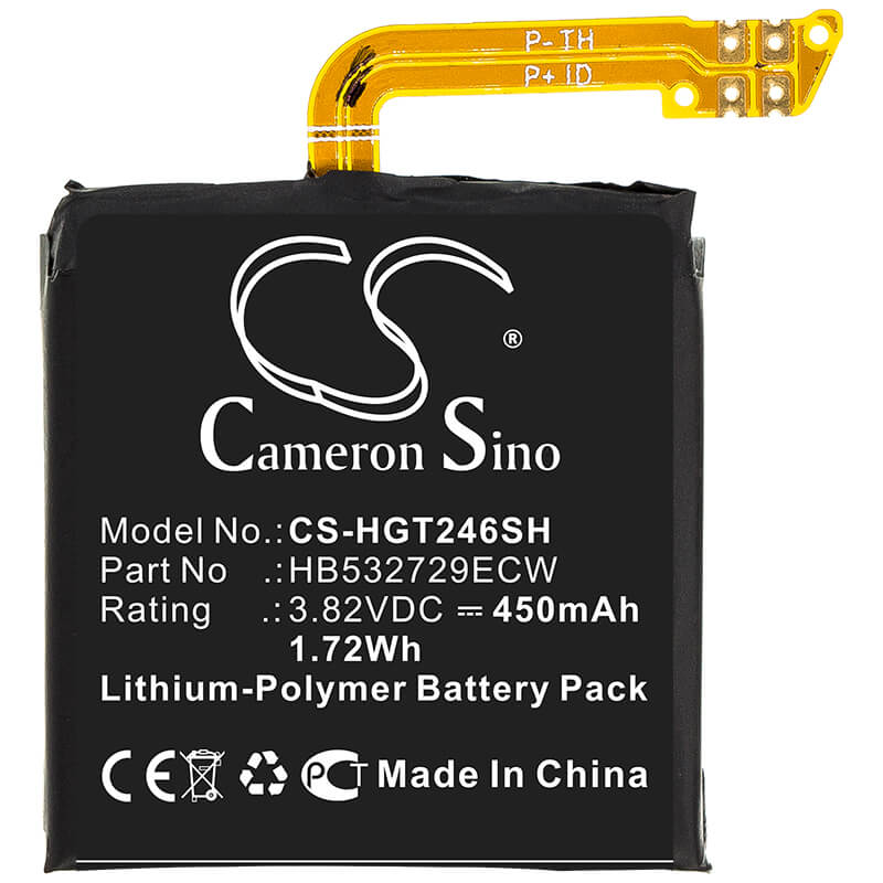 3.82V, 450mAh, Li-Polymer Battery fits Huawei, Gt2 46mm, 1.719Wh