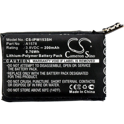 3.8V, 200mAh, Li-Polymer Battery fits Apple, A1553, A1554, 0.76Wh