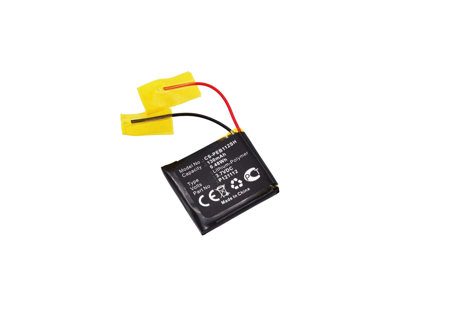 3.7V, 130mAh, Li-Polymer Battery fits Pebble, 401s, E-paper, 0.481Wh