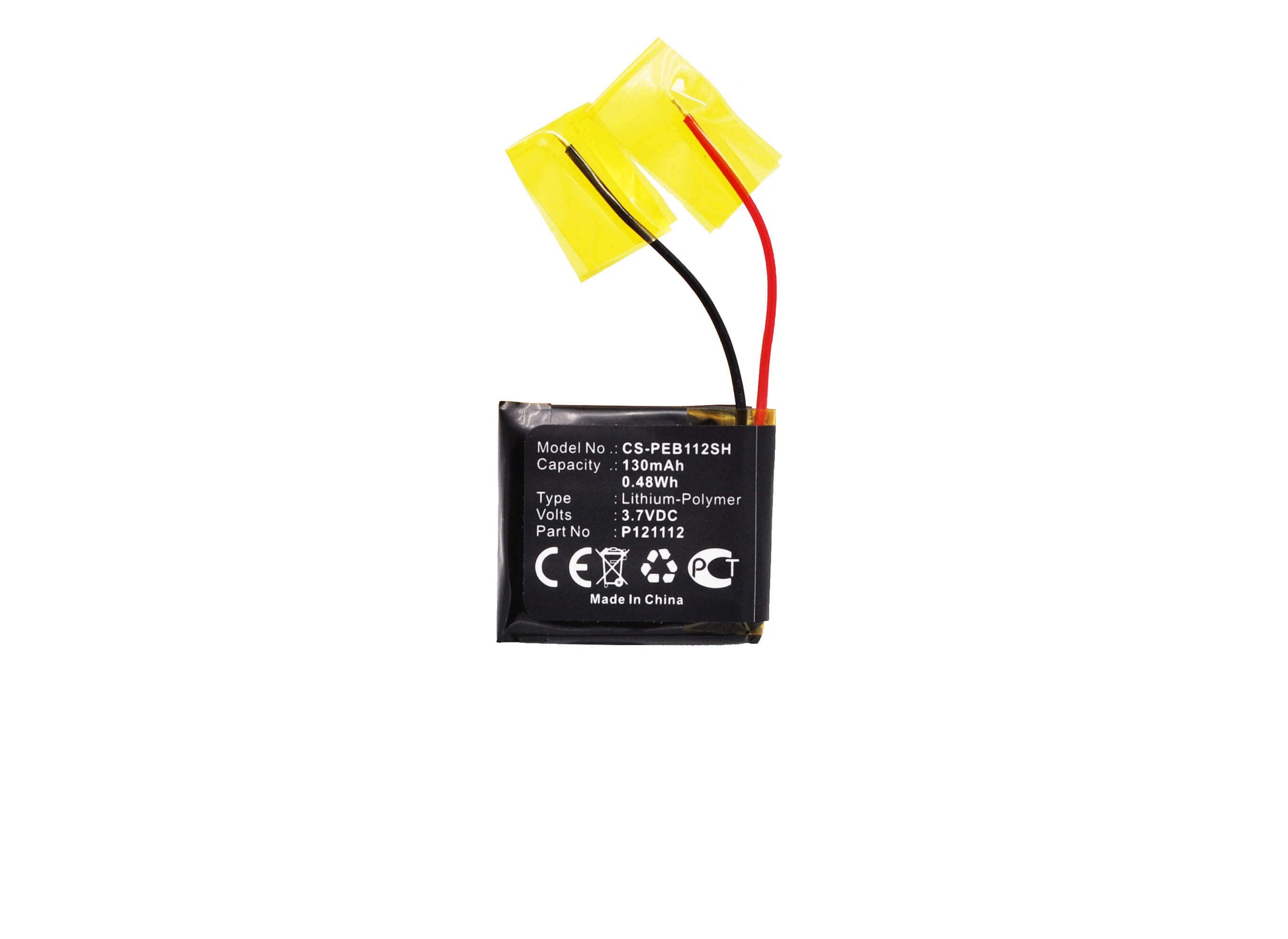 3.7V, 130mAh, Li-Polymer Battery fits Pebble, 401s, E-paper, 0.481Wh