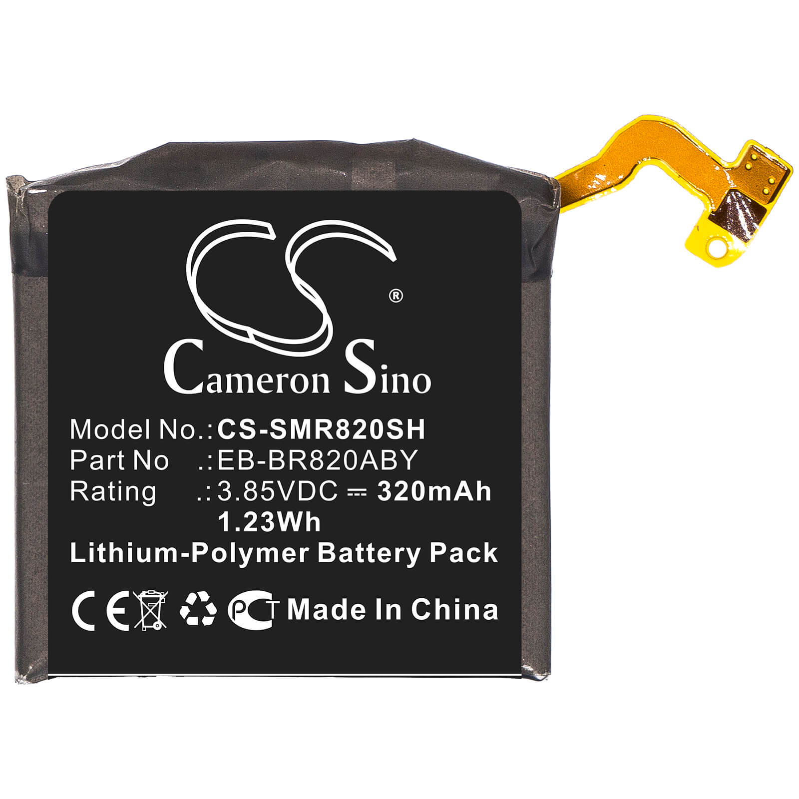 3.85V, 320mAh, Li-Polymer Battery fits Samsung, Galaxy Watch Active 2, Galaxy Watch Active 2 44mm, 1.232Wh