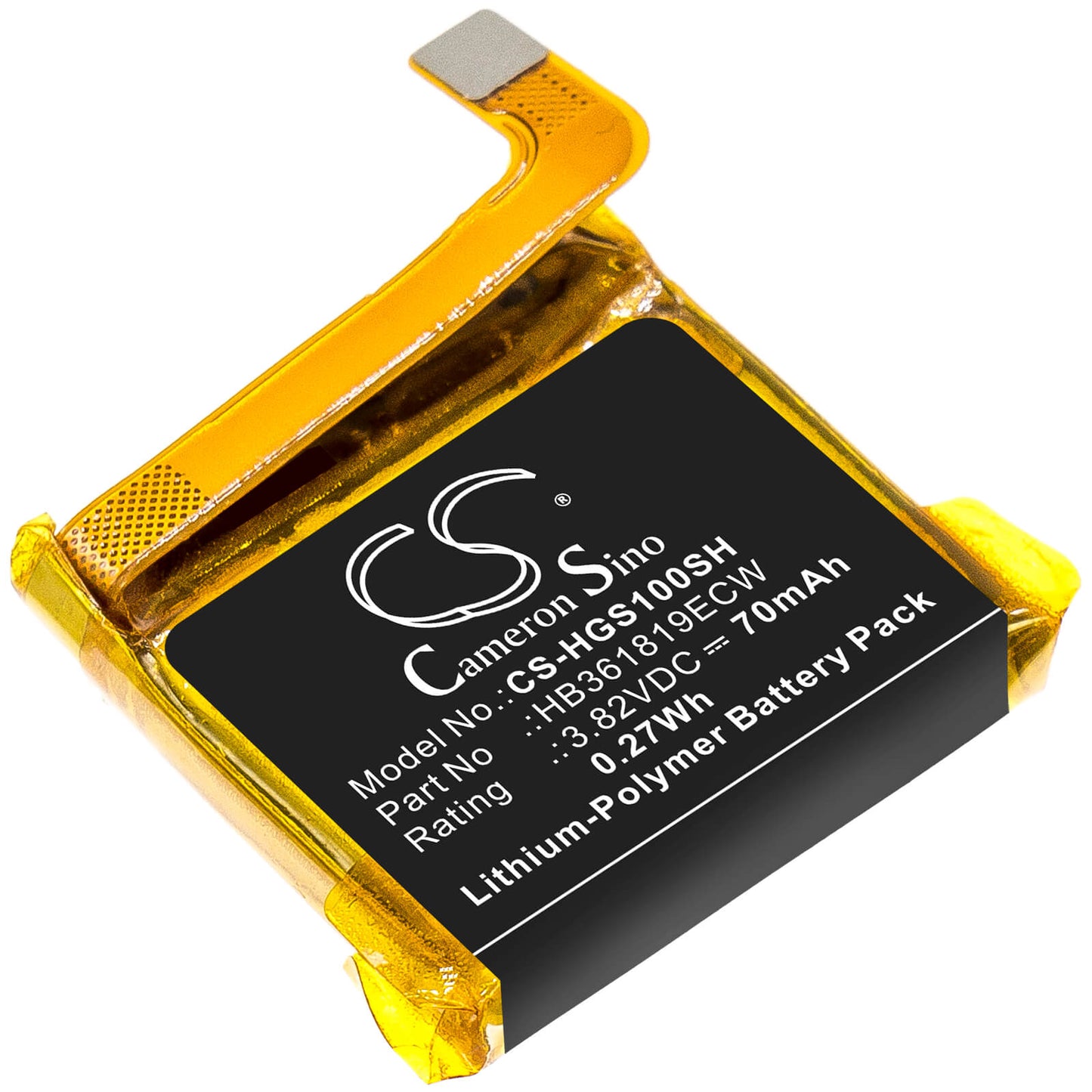 3.82V, 70mAh, Li-Polymer Battery fits Huawei, Glory S1, Mes-b19, 0.2674Wh